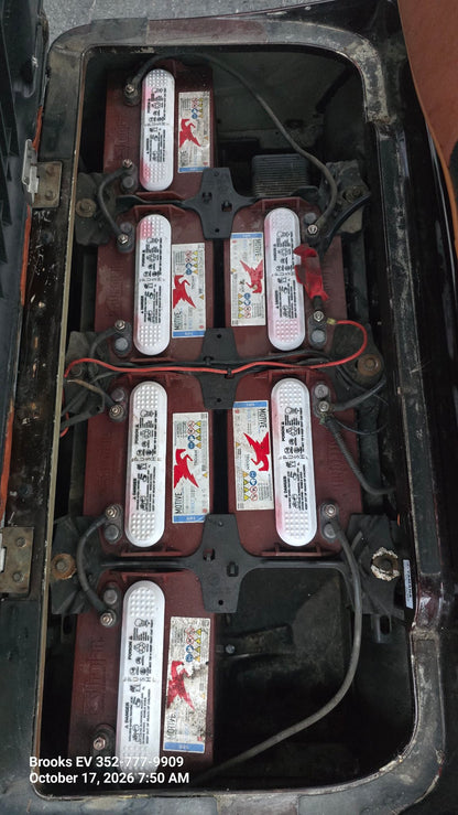 2012 Yamaha golf cart - battery bay with six Trojan batteries