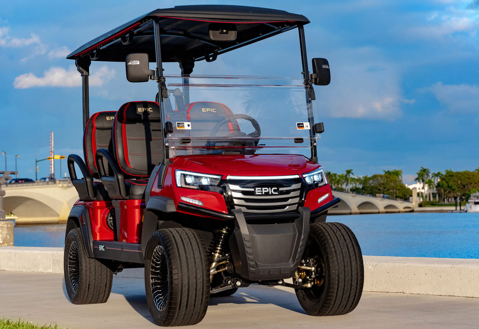 EPIC E40FX golf cart — front three-quarter view