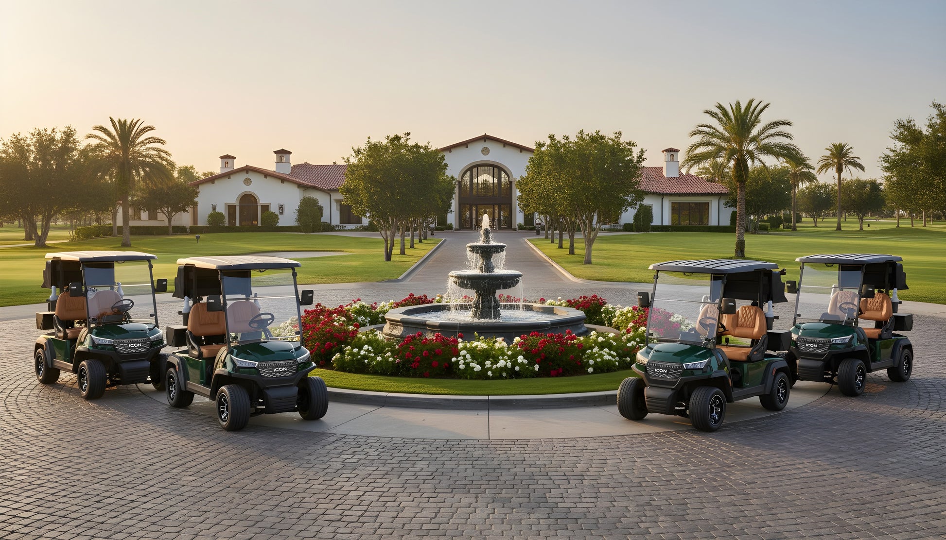 2-Seater golf cart rental — Forest Green lithium ICON i20X