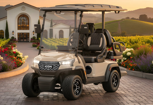 4-Seater golf cart rental — Champagne lithium ICON i40X