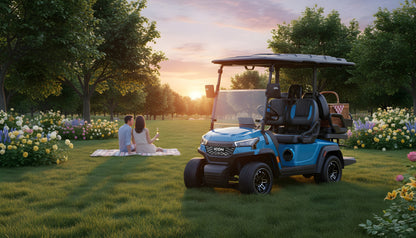 4-Seater golf cart rental — Electric Blue lithium ICON i40X