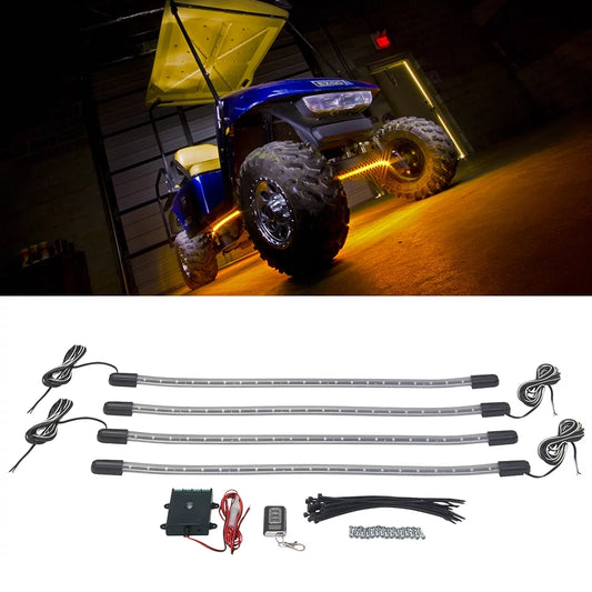 4pc Yellow LED Golf Cart Underbody Lighting Kit