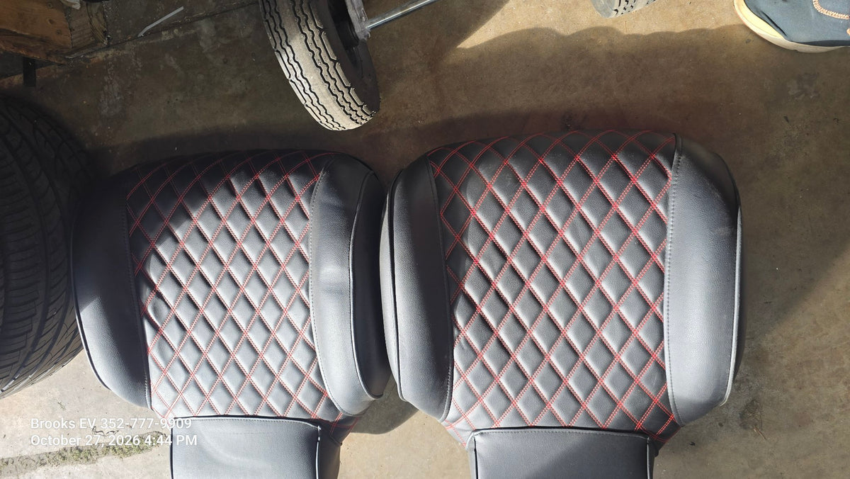 2025 EPIC golf cart seat black with red diamond stitching