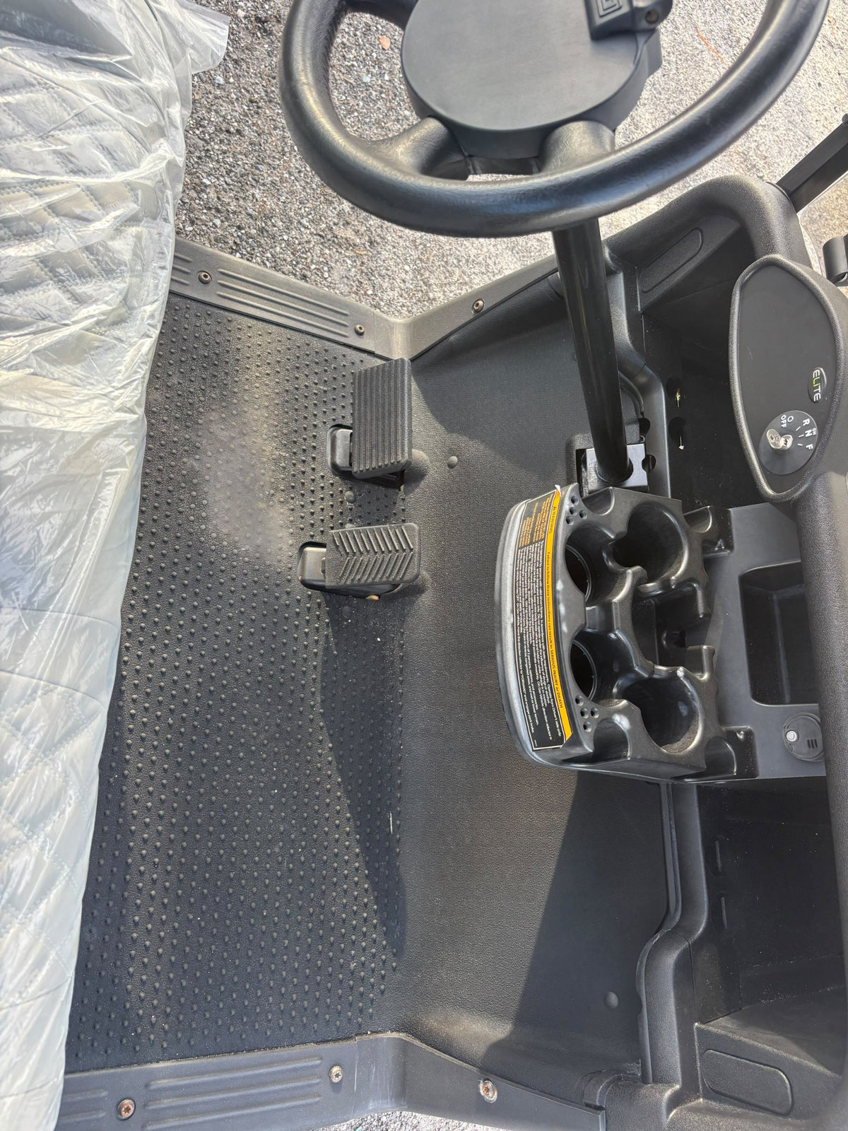 2021 E-Z-GO RXV Elite Light Blue — pedals and cupholders