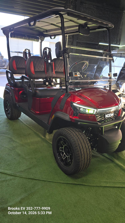2026 ICON i40FX Sangria — front three-quarter view, second angle