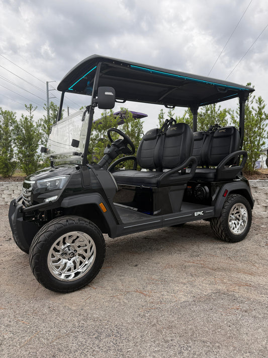 2026 EPIC E40FX Black Forward-Facing 4 Passenger — Chrome Wheels